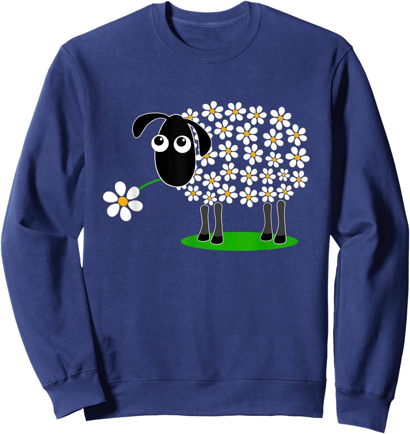 Cute sheep with flower wool for girls and mum Sweatshirt - Sweatshirt | Navy
