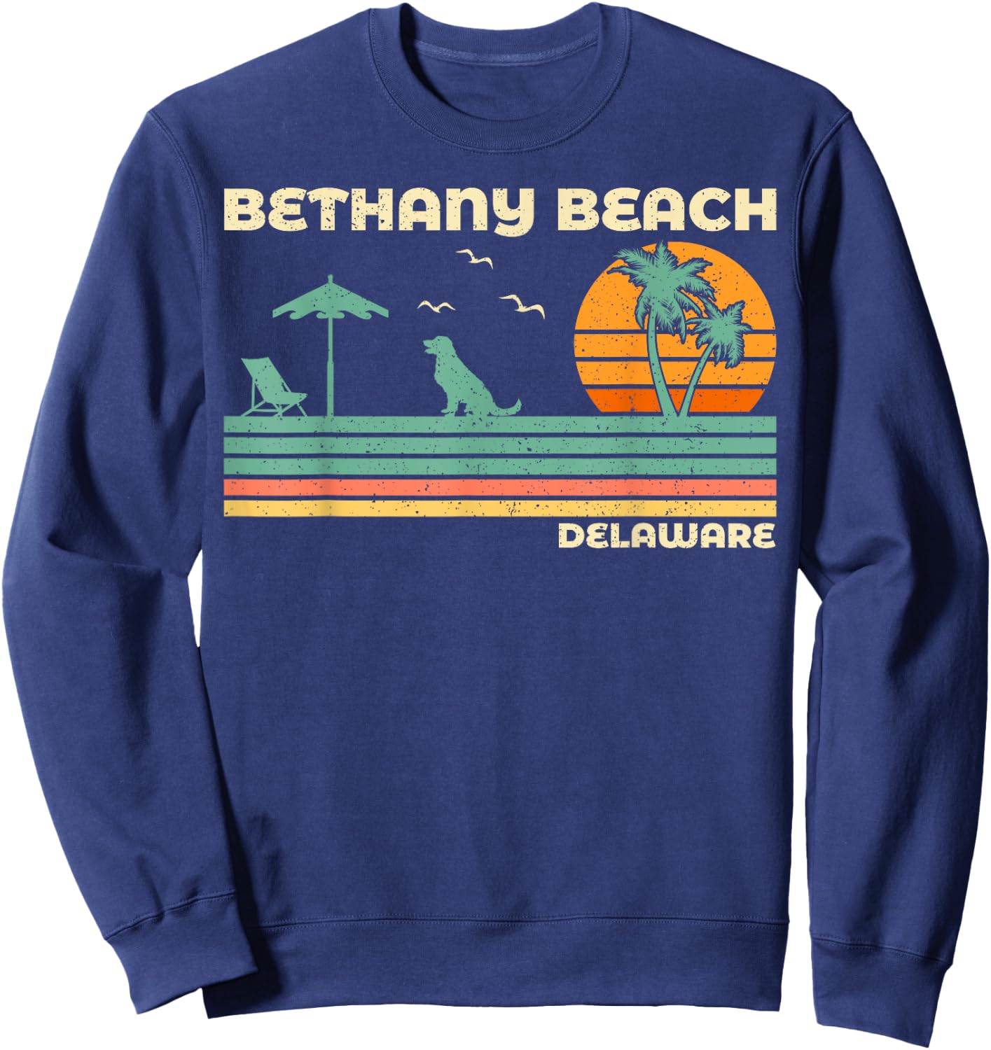 Vintage Retro Family Vacation Delaware Bethany Beach Women Girls Kids Sweatshirt - Sweatshirt | Navy