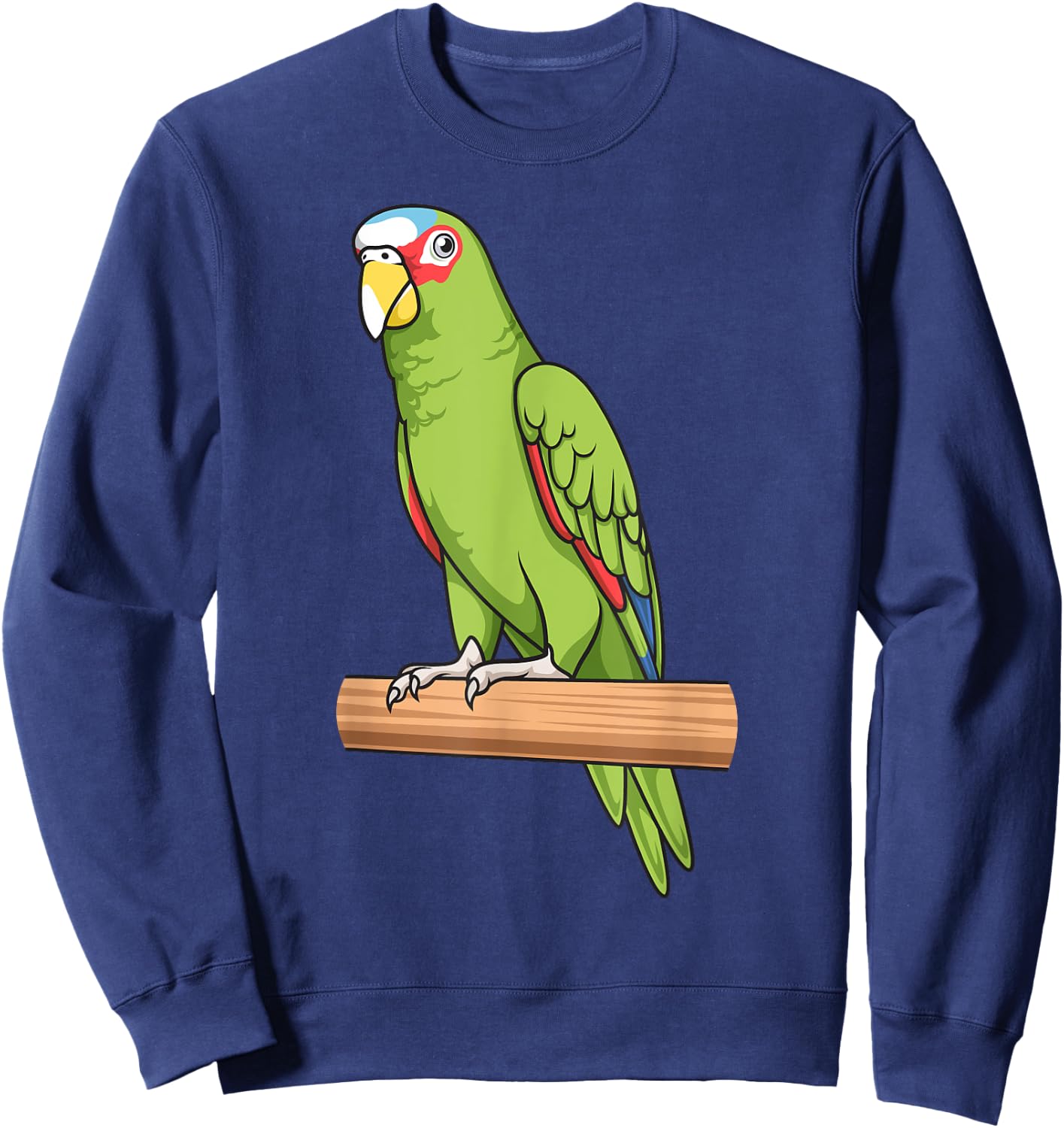 Parrot Bird White-Fronted Sitting on a Tree Branch Sweatshirt - Sweatshirt | Navy