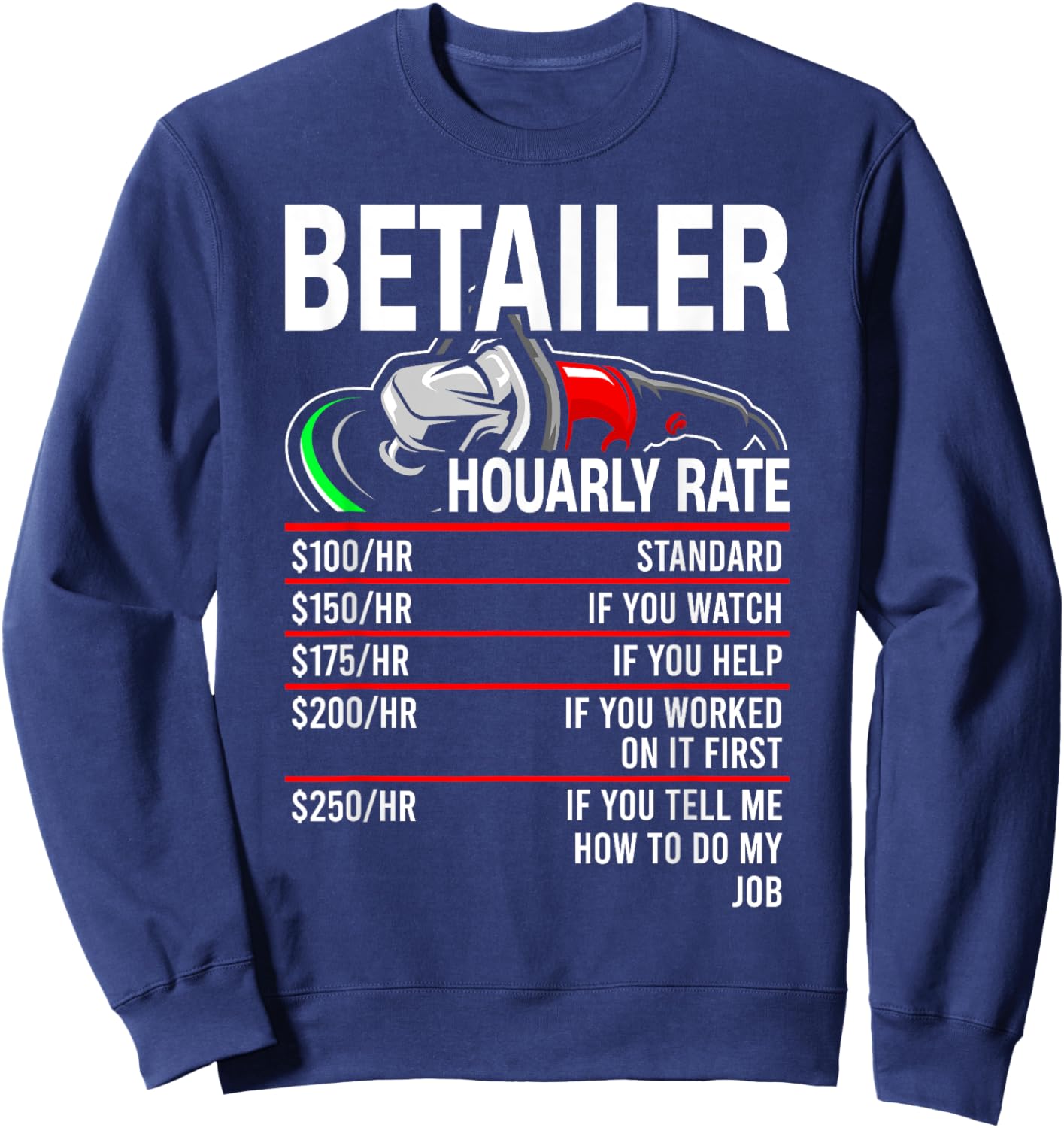 Detailer Hourly Rate Auto Detailer for Car Detailing Sweatshirt - Sweatshirt | Navy