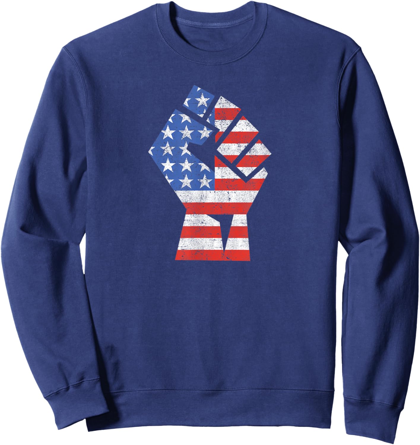 USA Flag Fist Stars and Stripes Patriotic Protest Sweatshirt - Sweatshirt | Navy