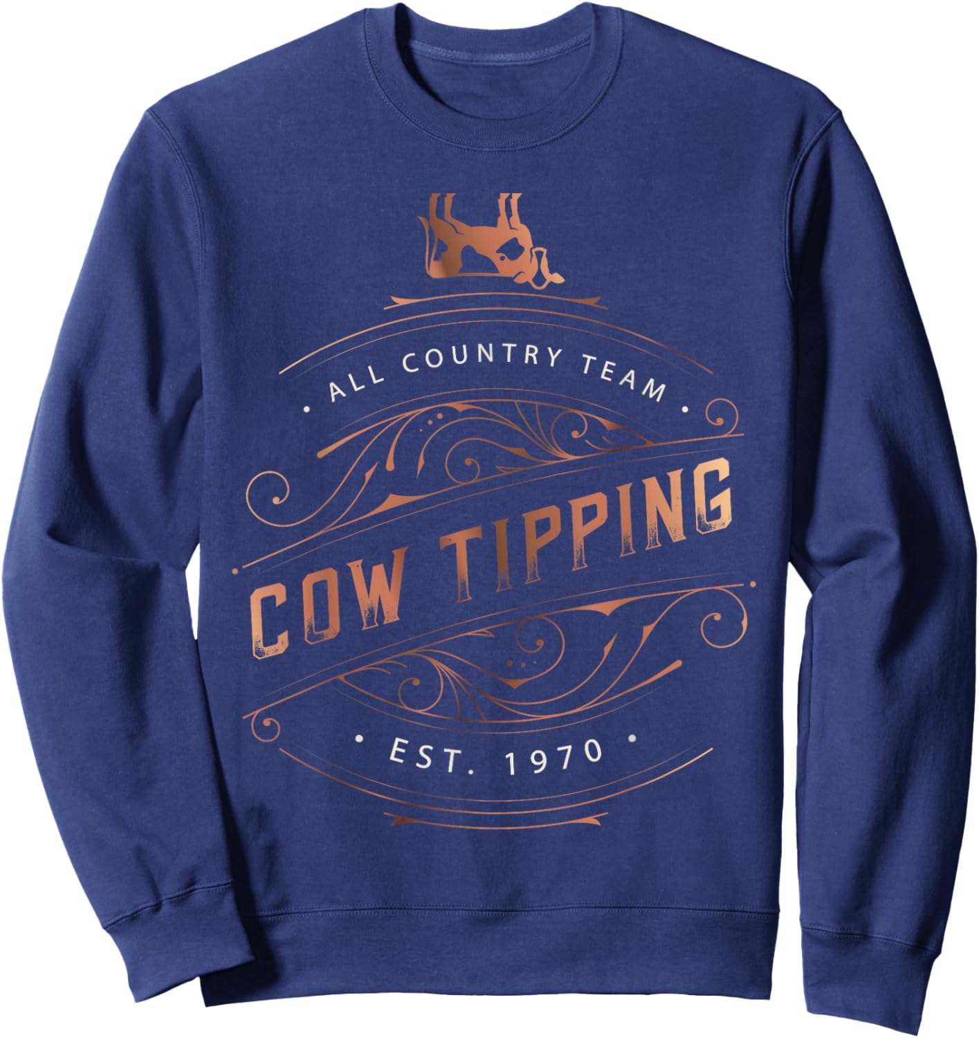 Funny All Country Cow Tipping Team Sweatshirt - Sweatshirt | Navy