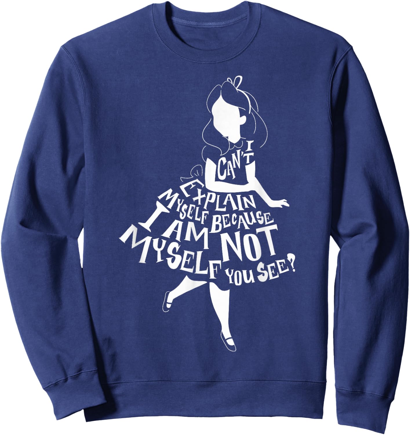 Disney Alice in Wonderland I Can't Explain Myself Text Fill Small Sweatshirt - Sweatshirt | Navy