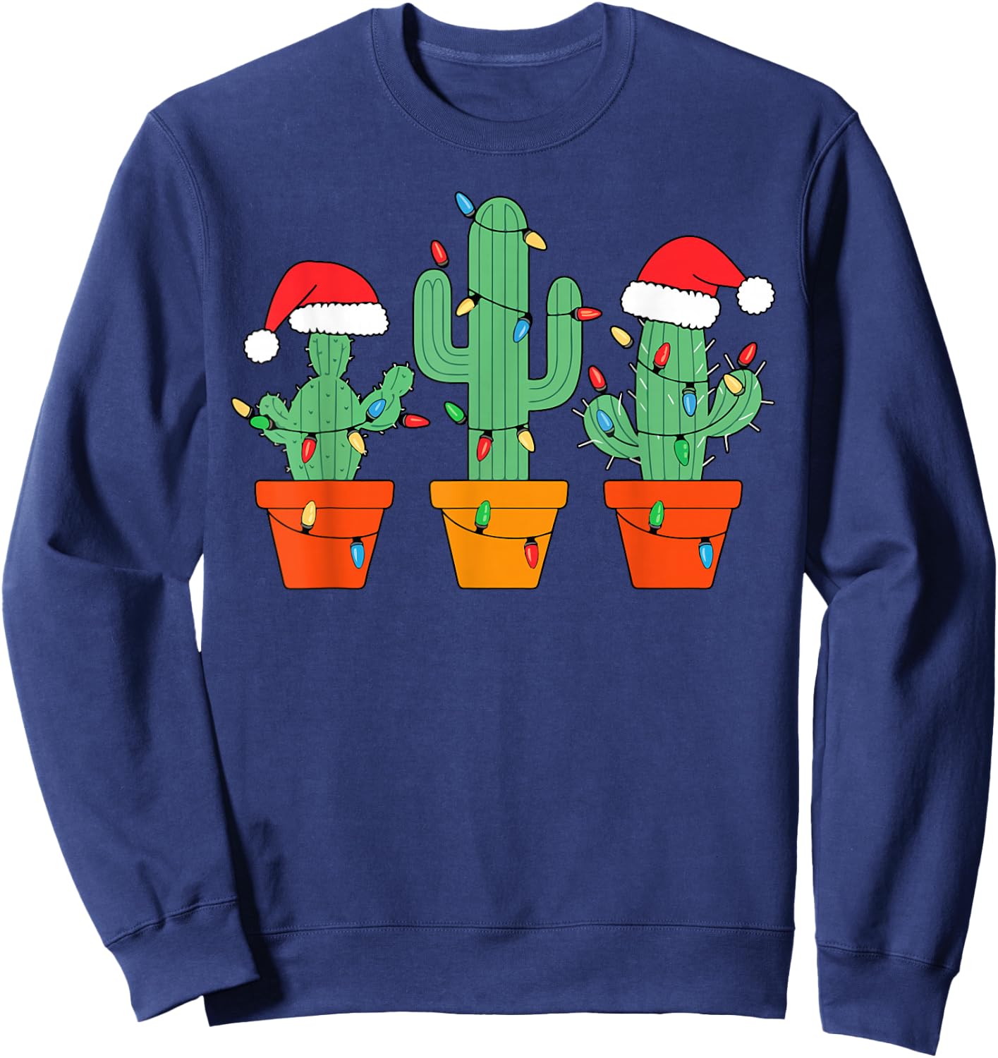 Christmas Cactus Cute Succulent Plant Xmas Men Women Kids Sweatshirt - Sweatshirt | Navy