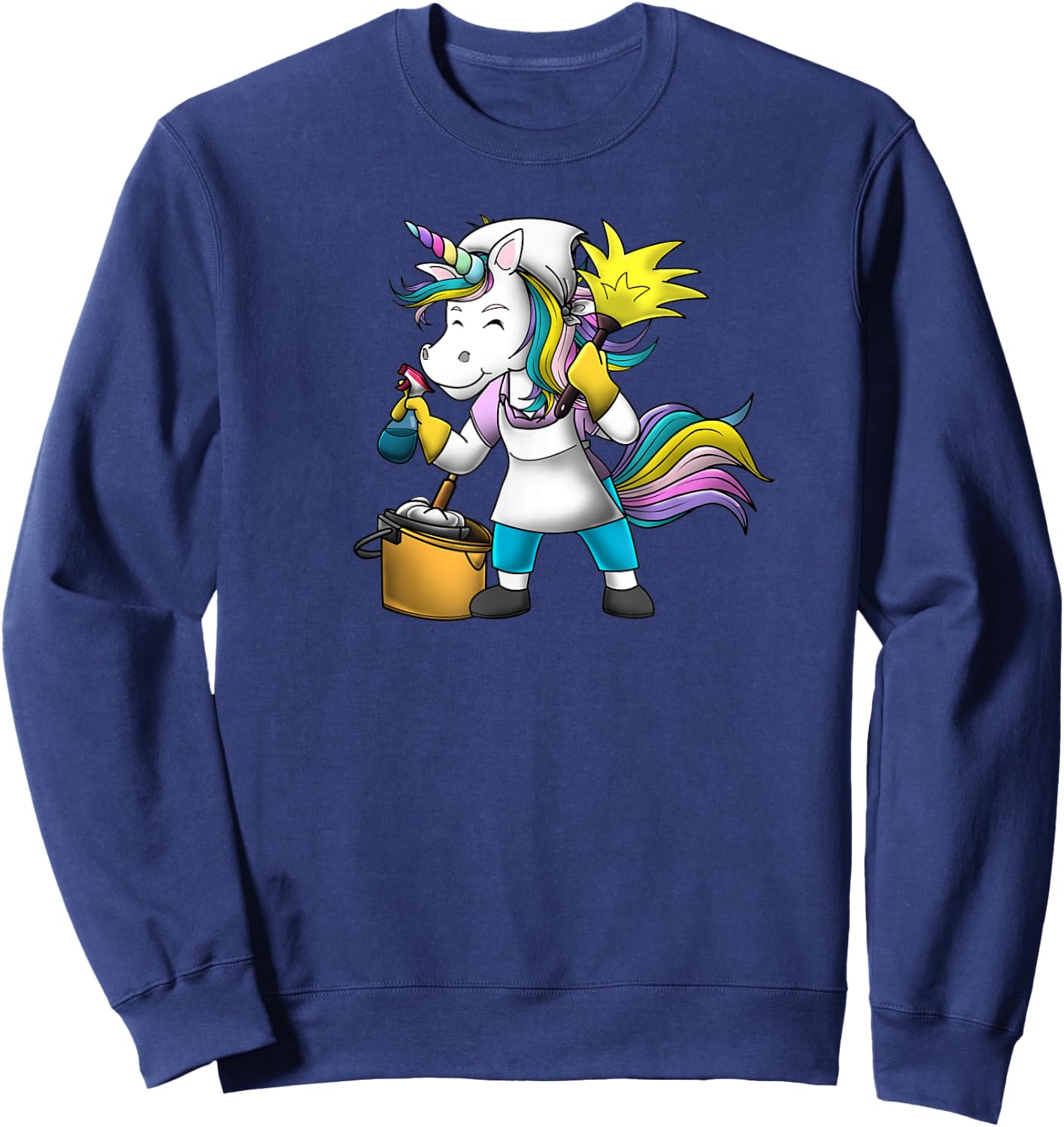Unicorn Girl Funny Cleaning Lady Housekeeper Maid Service Sweatshirt - Sweatshirt | Navy