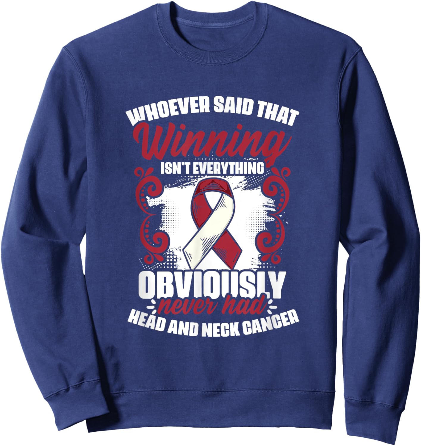 Oral Throat Cancer Warrior Head And Neck Cancer Awareness Sweatshirt - Sweatshirt | Navy