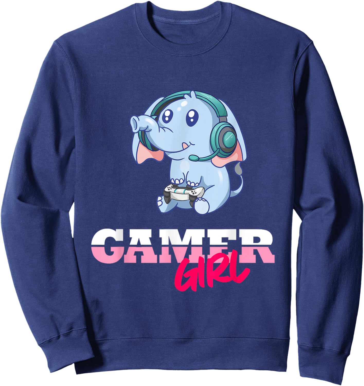 Elephant Gamer Girl Gaming Sweatshirt - Sweatshirt | Navy