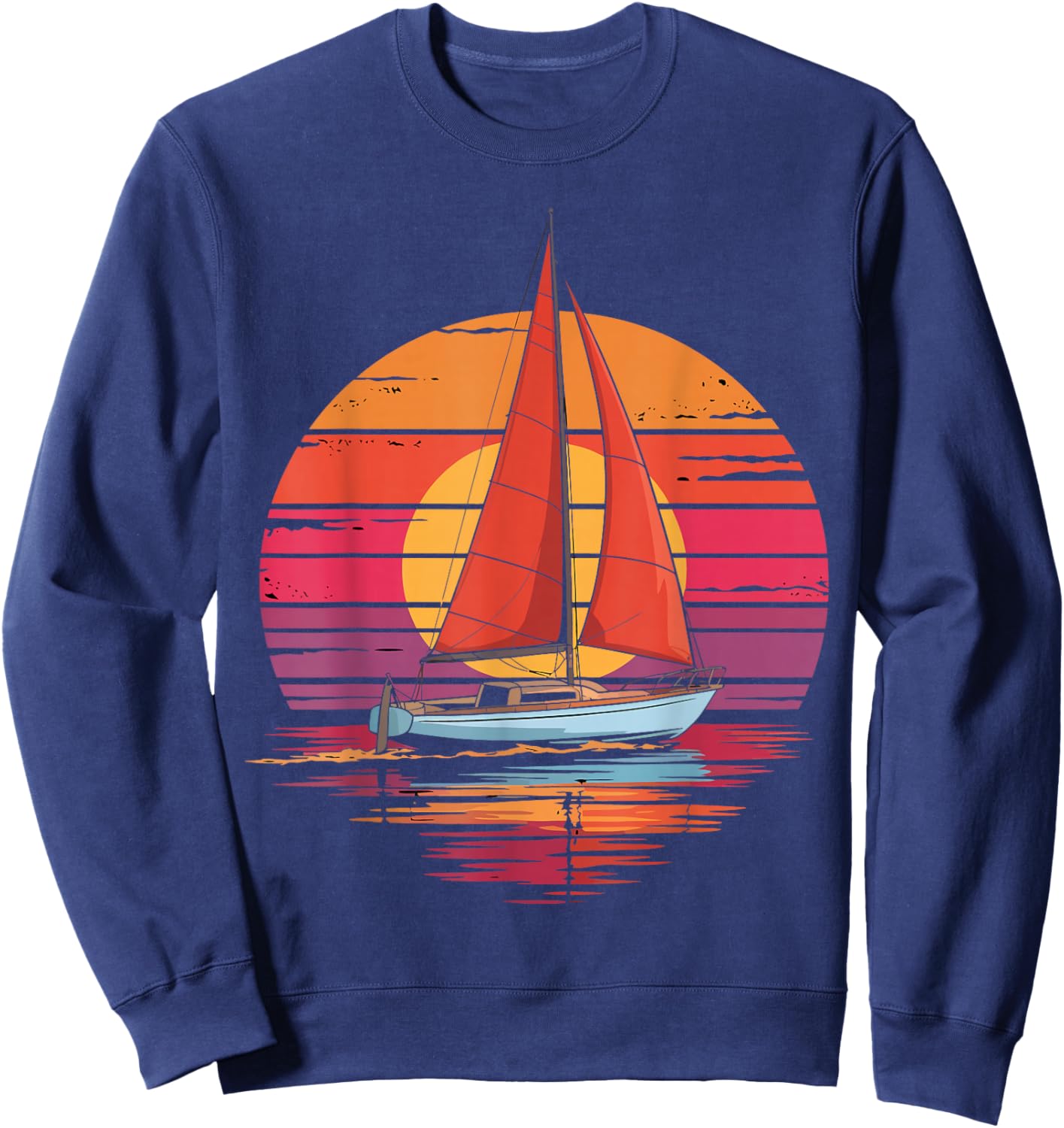 Retro Sailboat Ocean Sailing Lover Nautical Gifts Men Women Sweatshirt - Sweatshirt | Navy