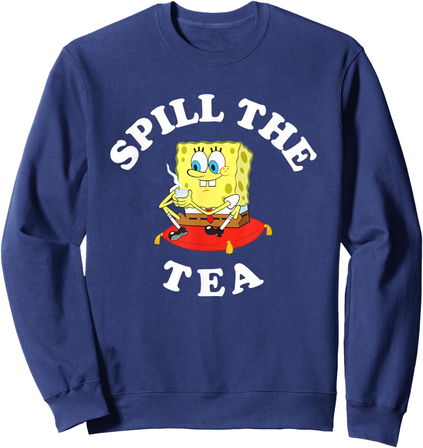 SpongeBob SquarePants Spill The Tea Relaxing SpongeBob Sweatshirt - Sweatshirt | Navy