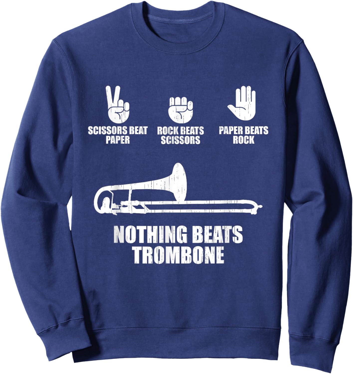 Rock Paper Scissors Marching Band Shirt Funny Trombone Lover Sweatshirt - Sweatshirt | Navy
