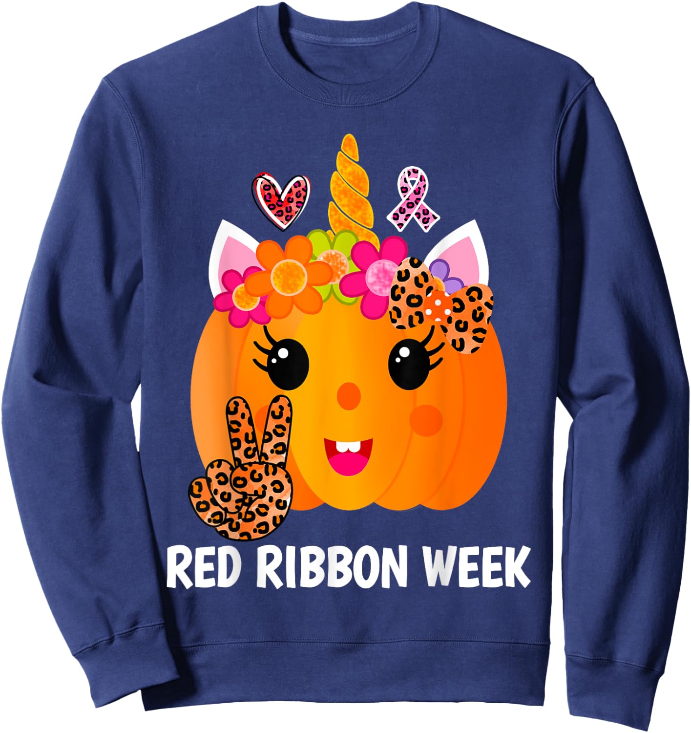 We Wear Red For Red Ribbon Week Awareness Red Ribbon Week Sweatshirt - Sweatshirt | Navy