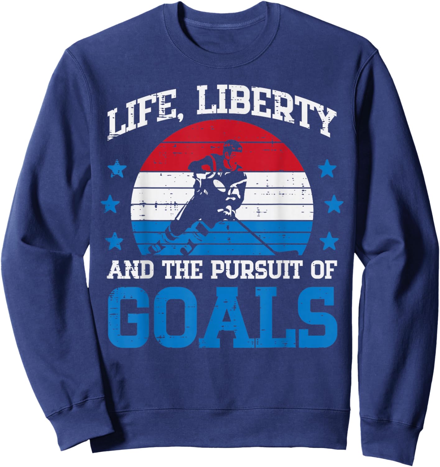 4th July Ice Hockey Life Liberty Goals Patriot Men Boys Kids Sweatshirt - Sweatshirt | Navy