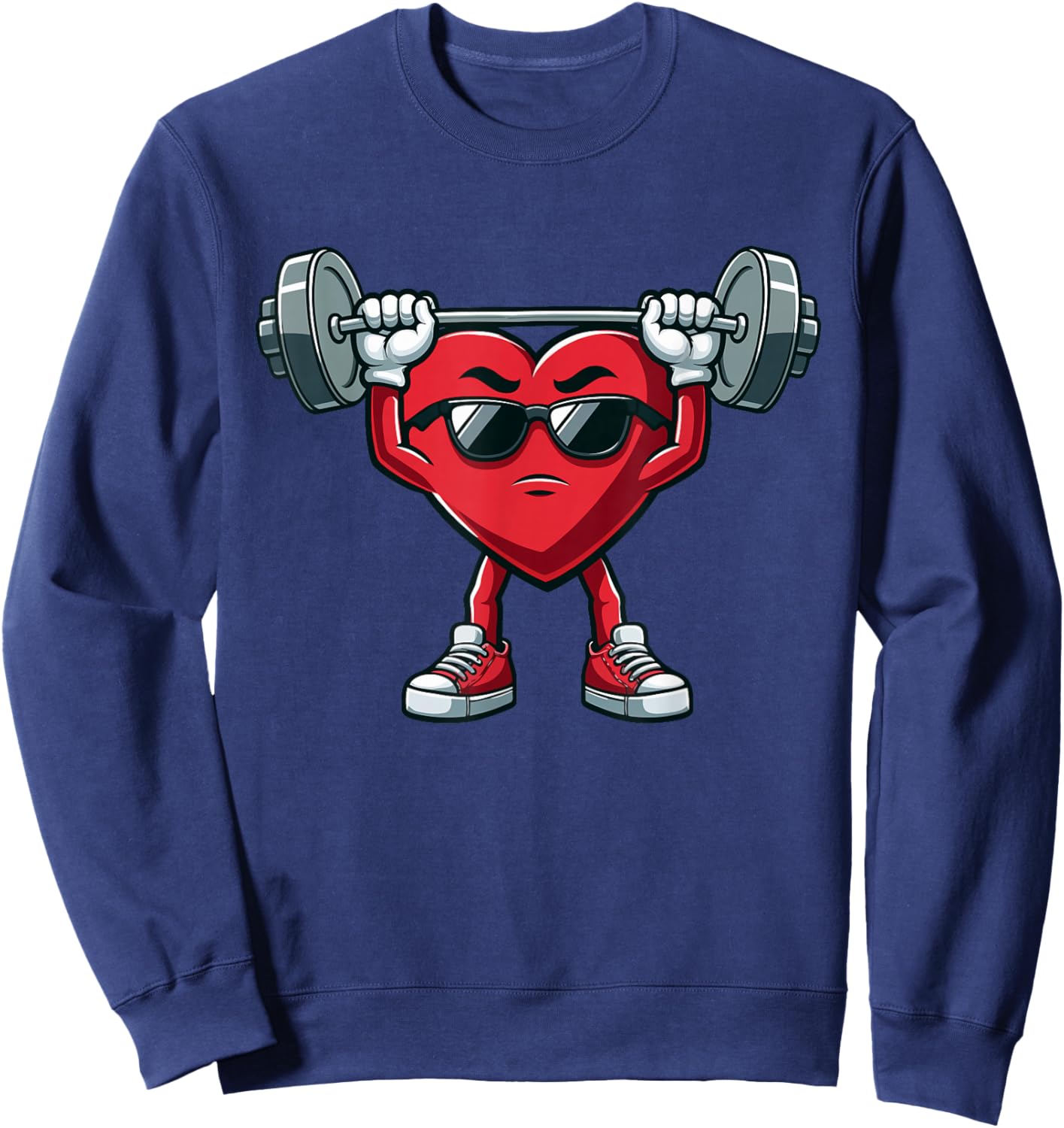 Healthy Heart Heart Disease Awareness Weightlifting Funny Sweatshirt - Sweatshirt | Navy