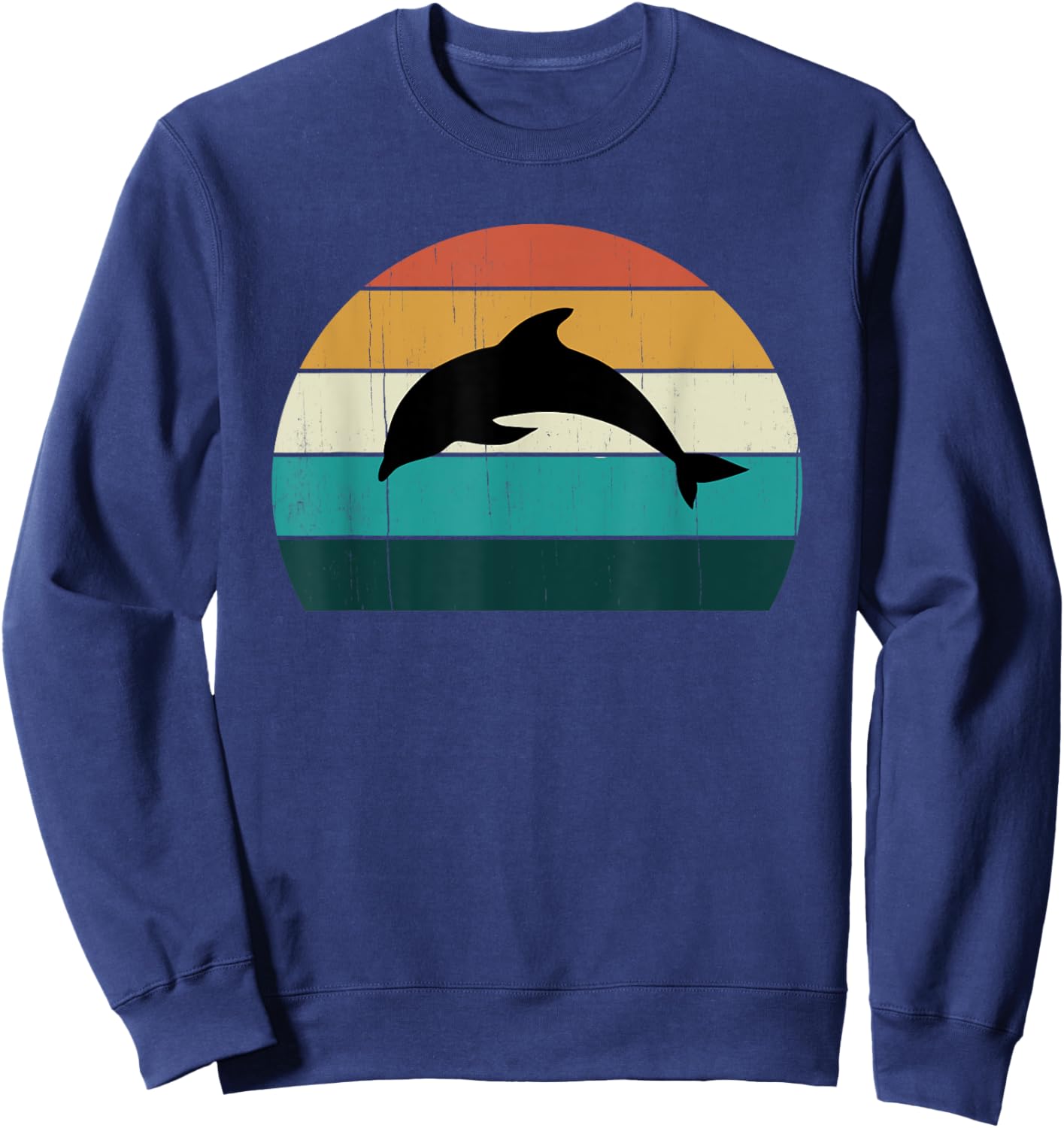 Retro Dolphin - Cool Sunset Aquatic Mammals Lovers Sea Gift Sweatshirt - Sweatshirt | Navy