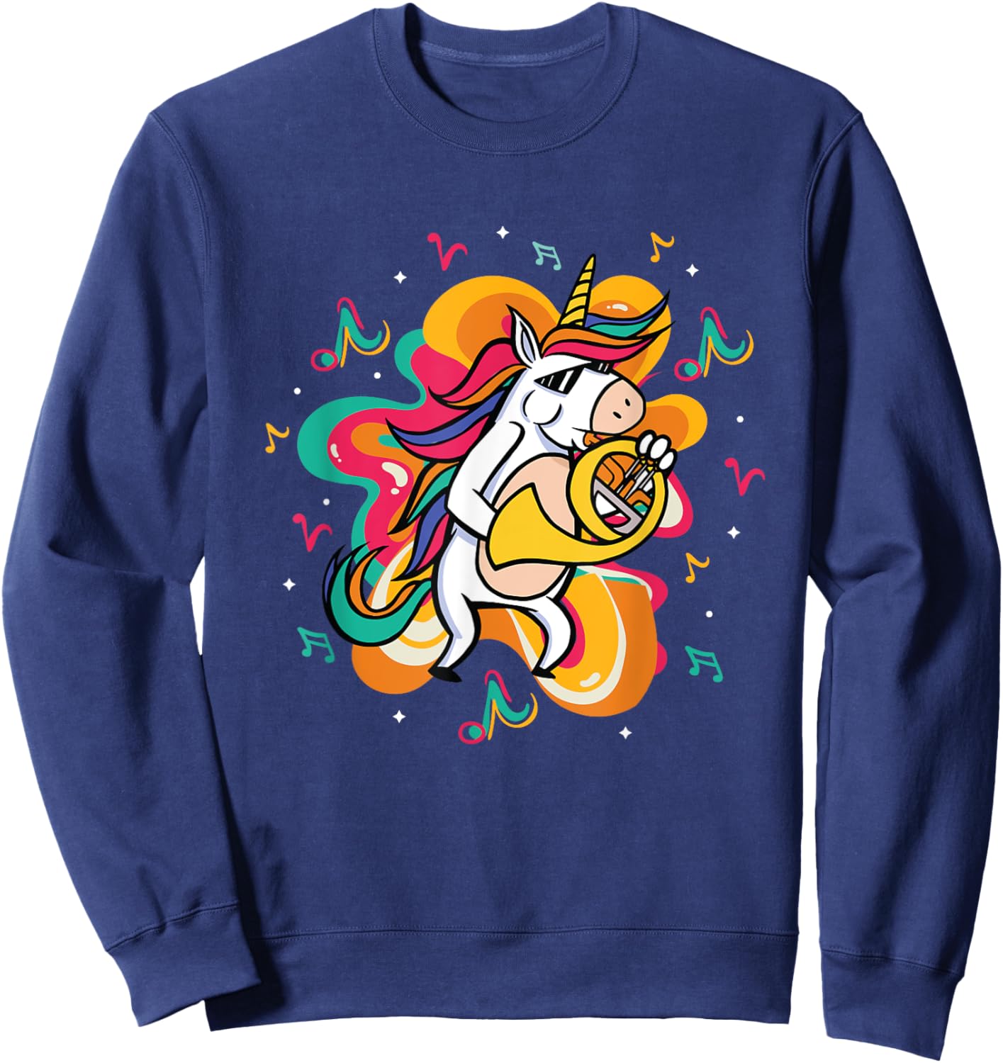 Unicorn Playing French Horn Sweatshirt - Sweatshirt | Navy