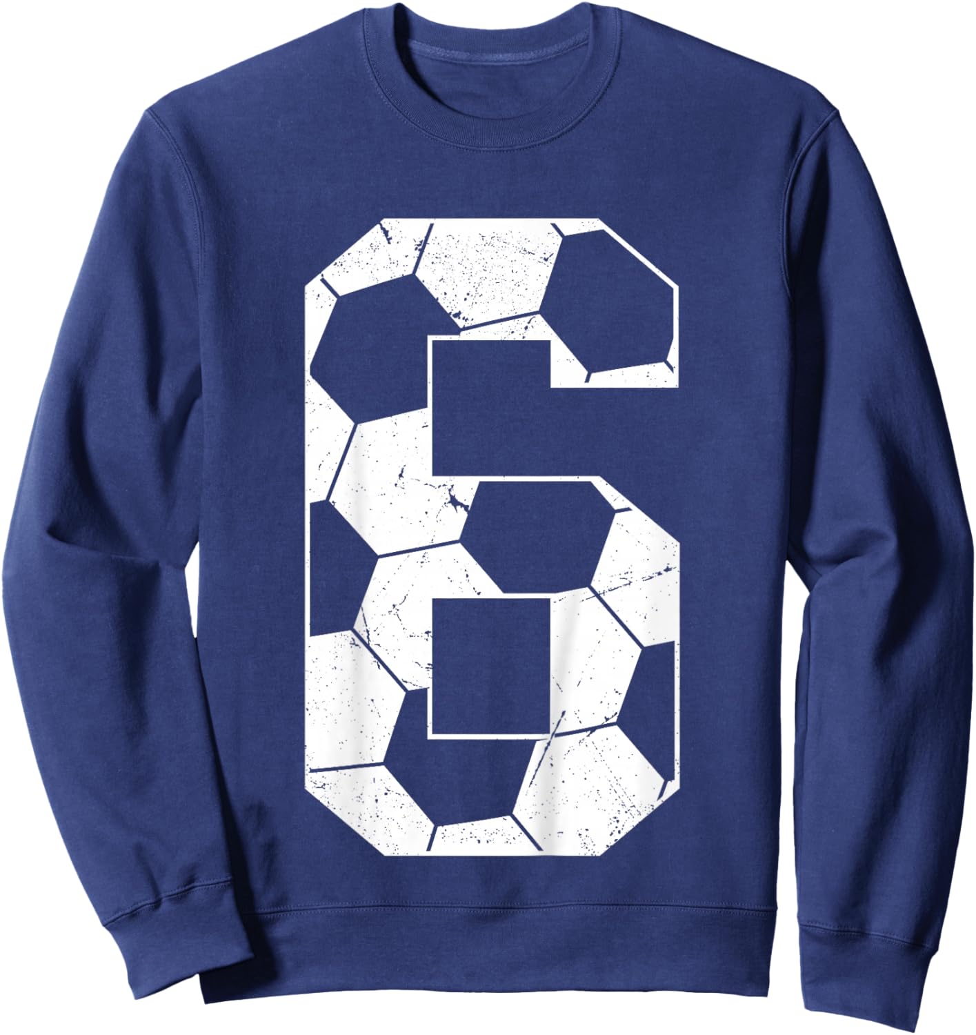 Kids 6th Birthday Boy Soccer Player Football 6 Years Old Sweatshirt - Sweatshirt | Navy