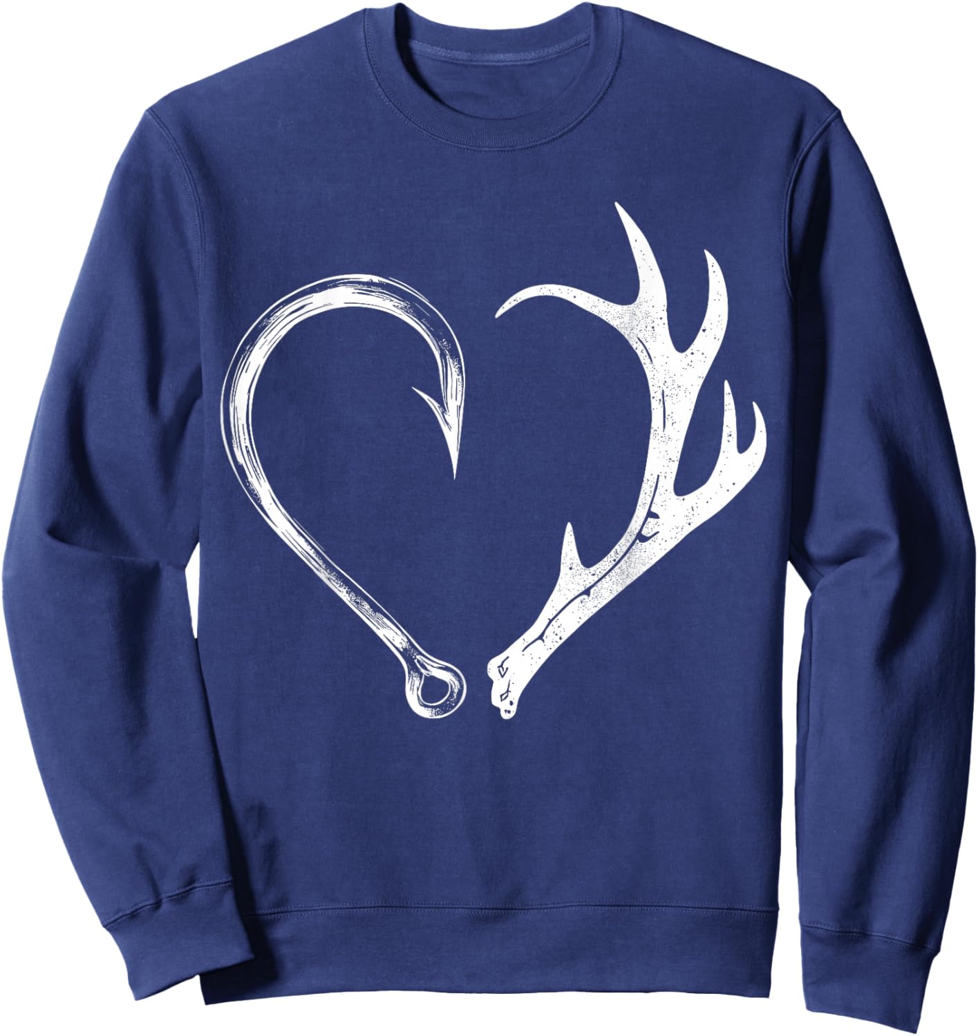 Fishing Hunting Heart Design for Outdoor Lovers Sweatshirt - Sweatshirt | Navy