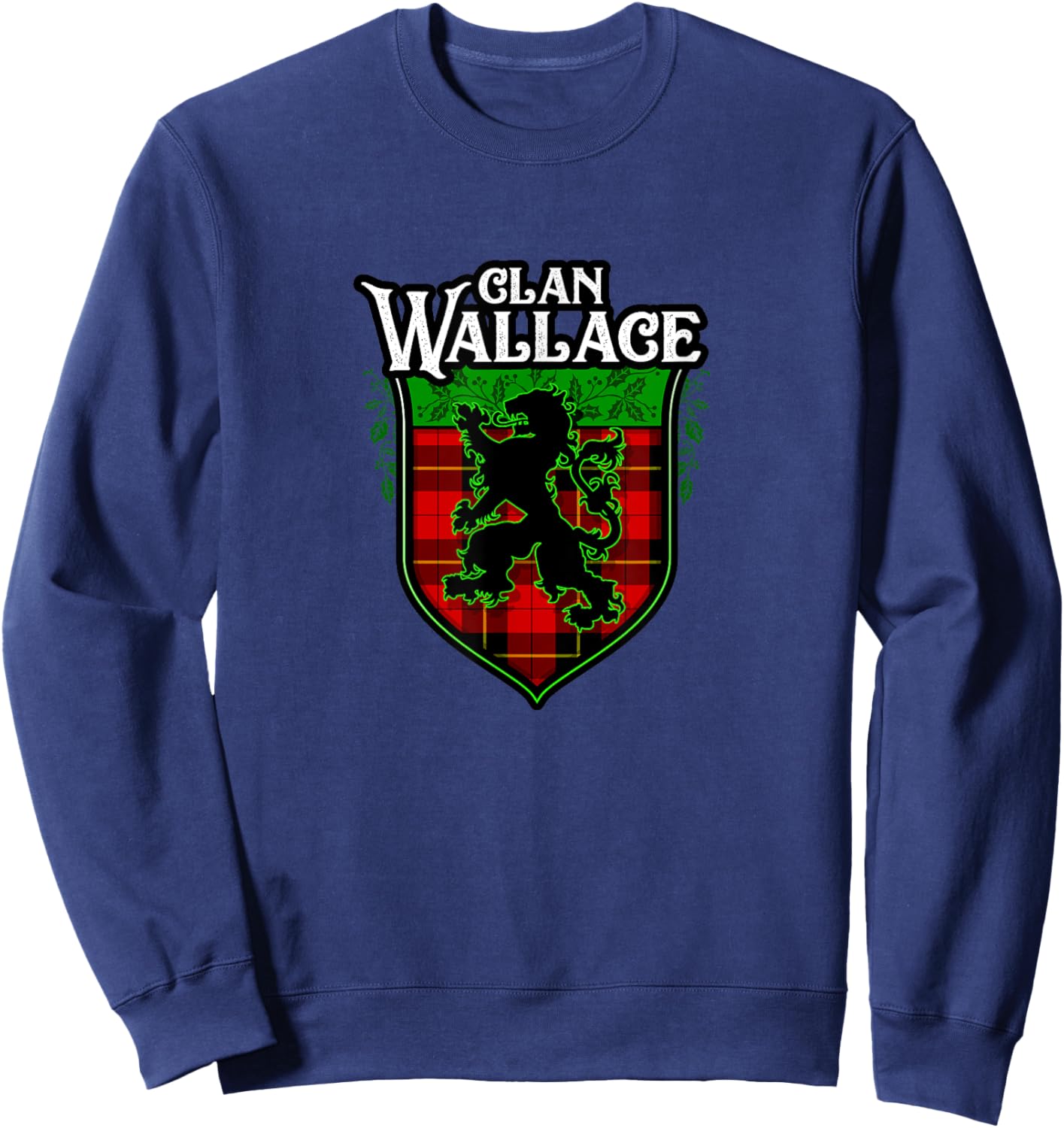 Clan Wallace Surname Scottish Clan Lion Rampant Tartan Sweatshirt - Sweatshirt | Navy