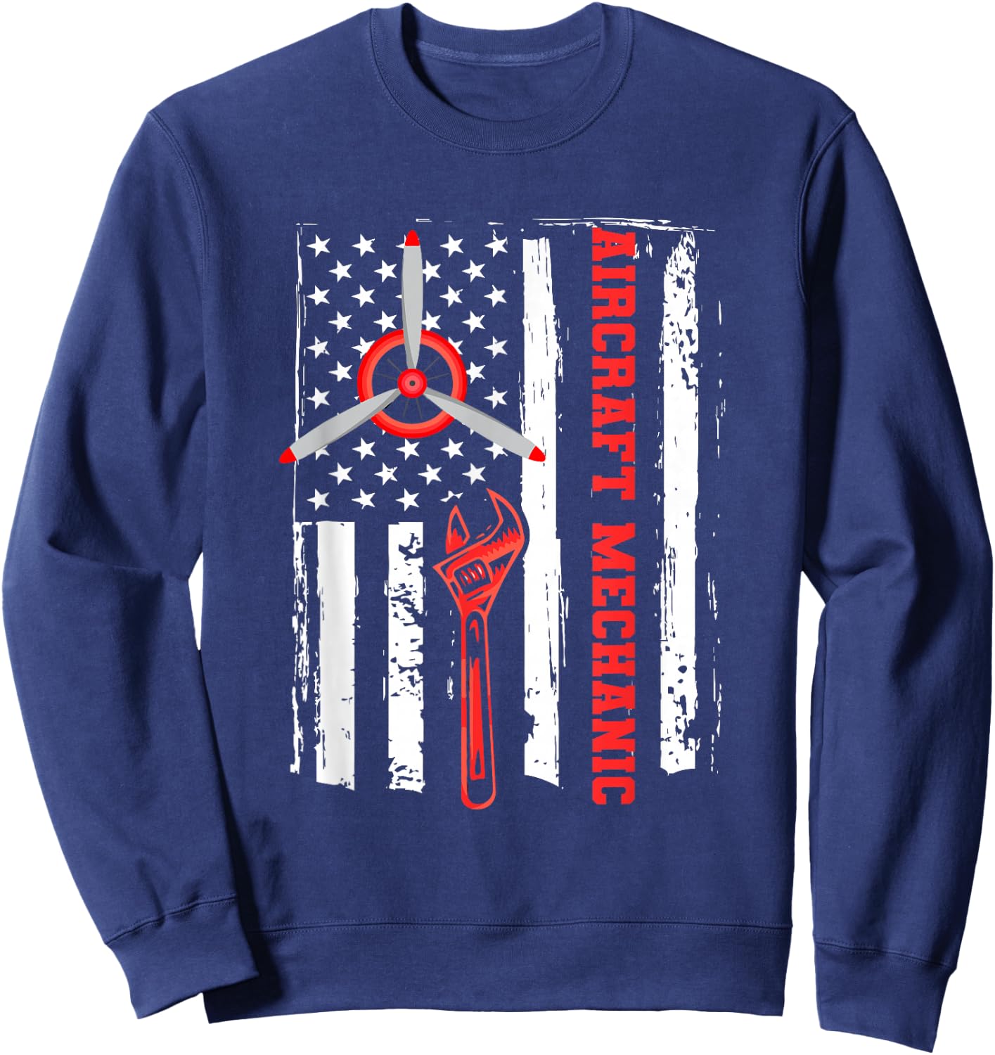 Aircraft Mechanic Us Flag Engineer - Aircraft Mechanic Sweatshirt - Sweatshirt | Navy