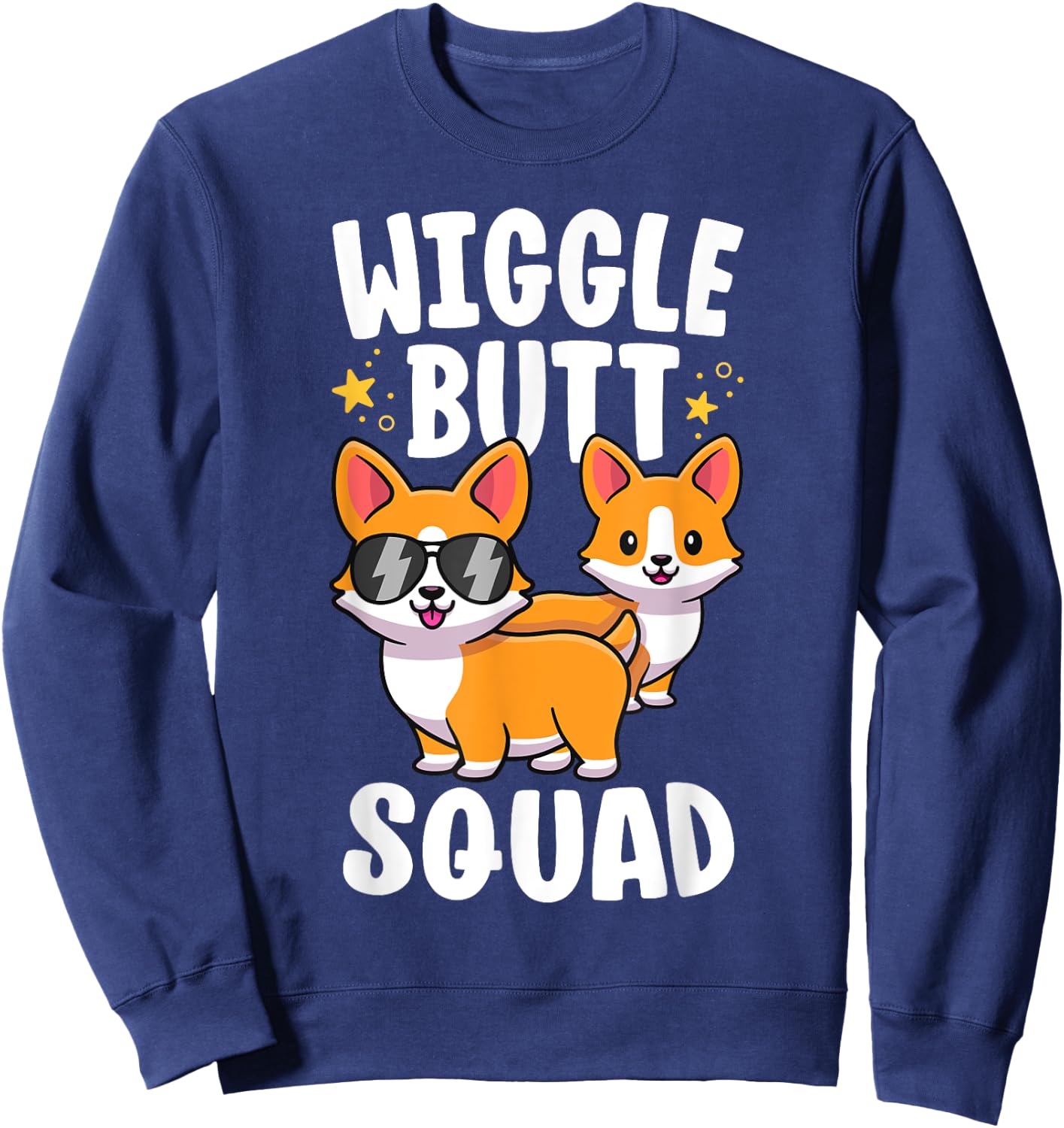Funny Corgi Shirt For Kids Women Wiggle Butt Squad Crew Sweatshirt - Sweatshirt | Navy