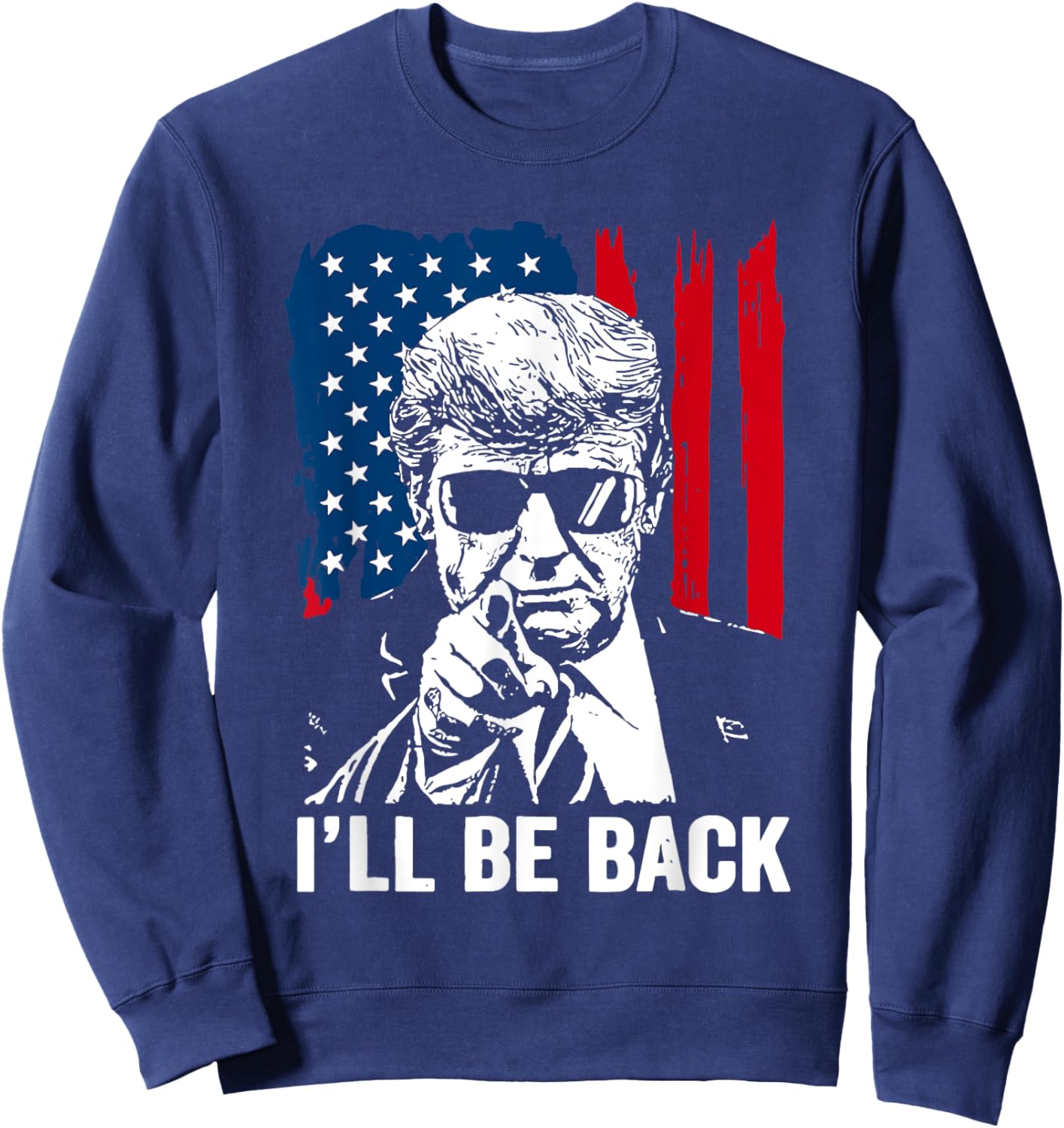 Vintage I'll Be USA Back Trump American Flag Women Sweatshirt - Sweatshirt | Navy