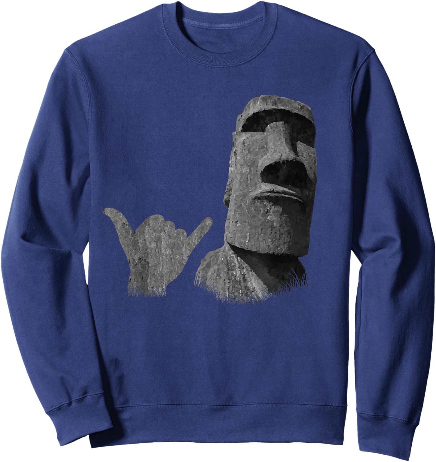 Funny Easter Island Rapa NUI Moai Statue Surfer Shaka Sign Sweatshirt - Sweatshirt | Navy