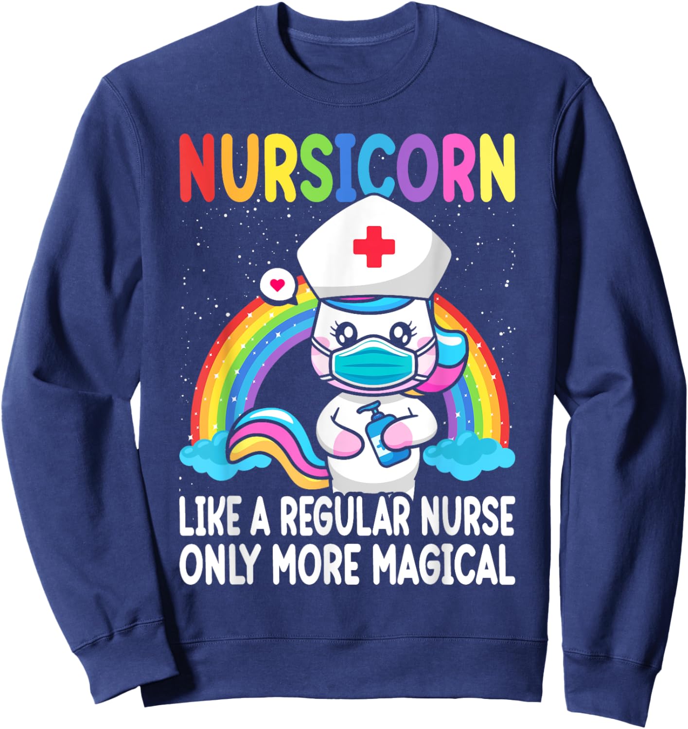 Cool Nurse Women Unicorn Medical Nurses RN Nursing Sweatshirt - Sweatshirt | Navy