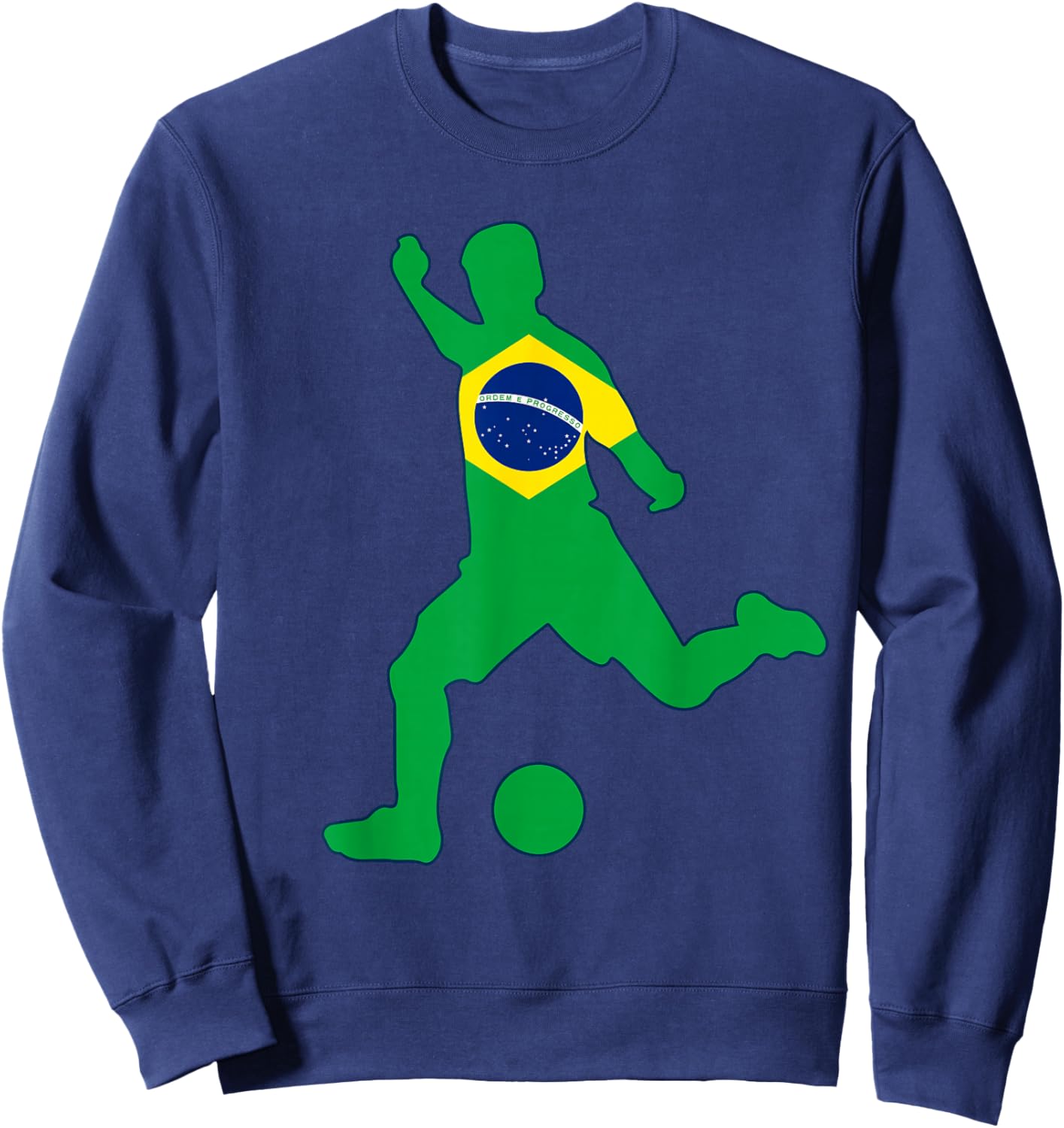 Brazil Flag Soccer Player Brasil Futbol Brazilian Football Sweatshirt - Sweatshirt | Navy