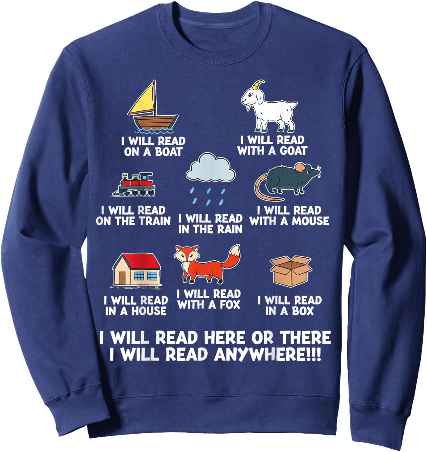 I Will Read Books On A Boat And Everywhere Reading Sweatshirt - Sweatshirt | Navy