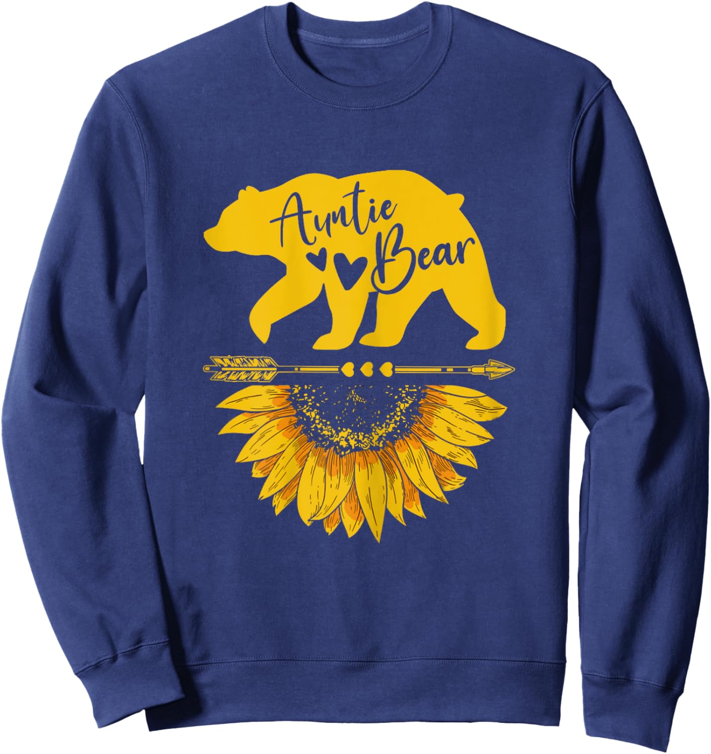 Auntie Bear Sunflower Funny Mothers Day For Mom Aunt Grandma Sweatshirt - Sweatshirt | Navy