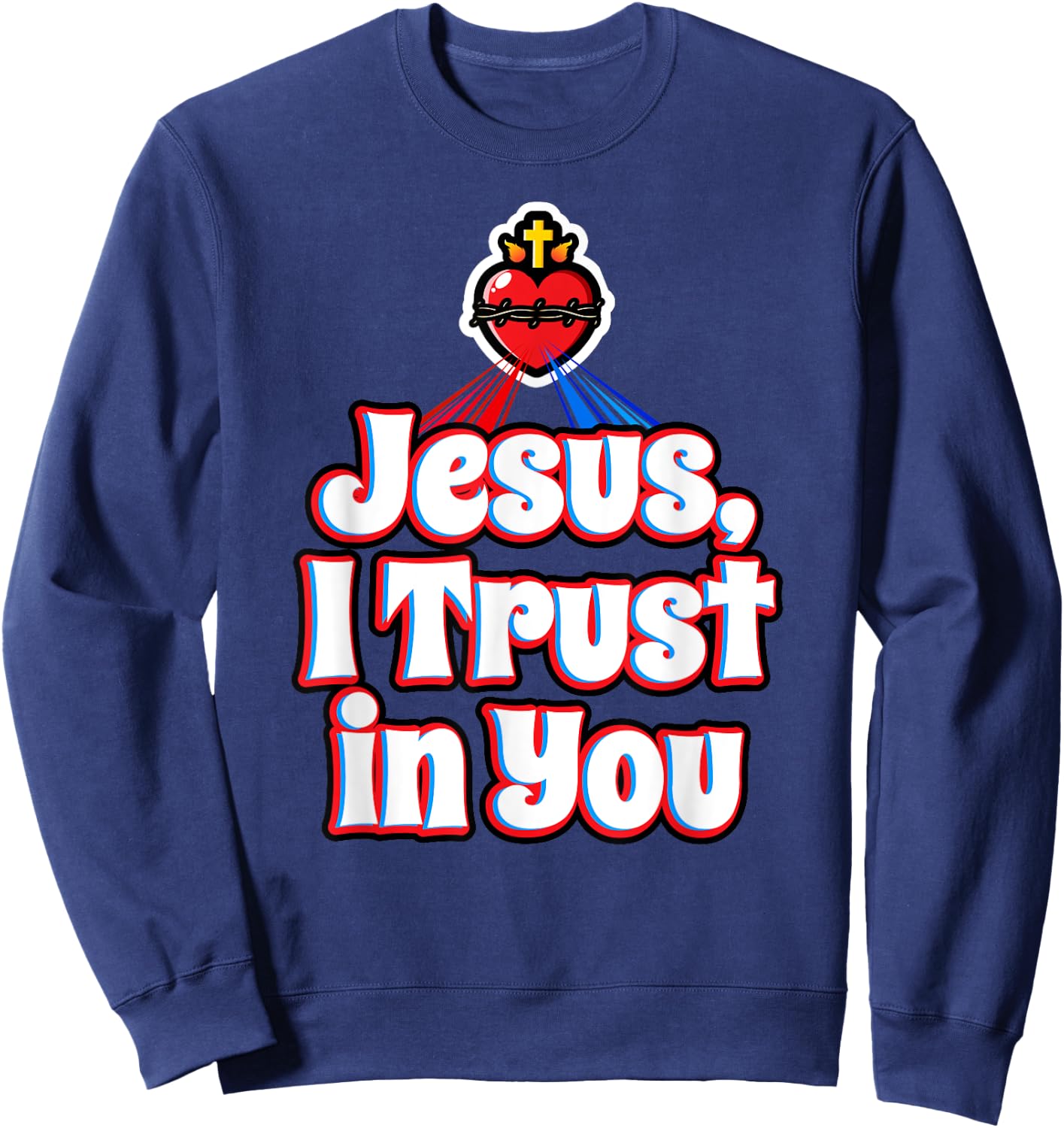Divine Mercy for Kids Jesus I Trust in You Sacred Heart Cute Sweatshirt - Sweatshirt | Navy