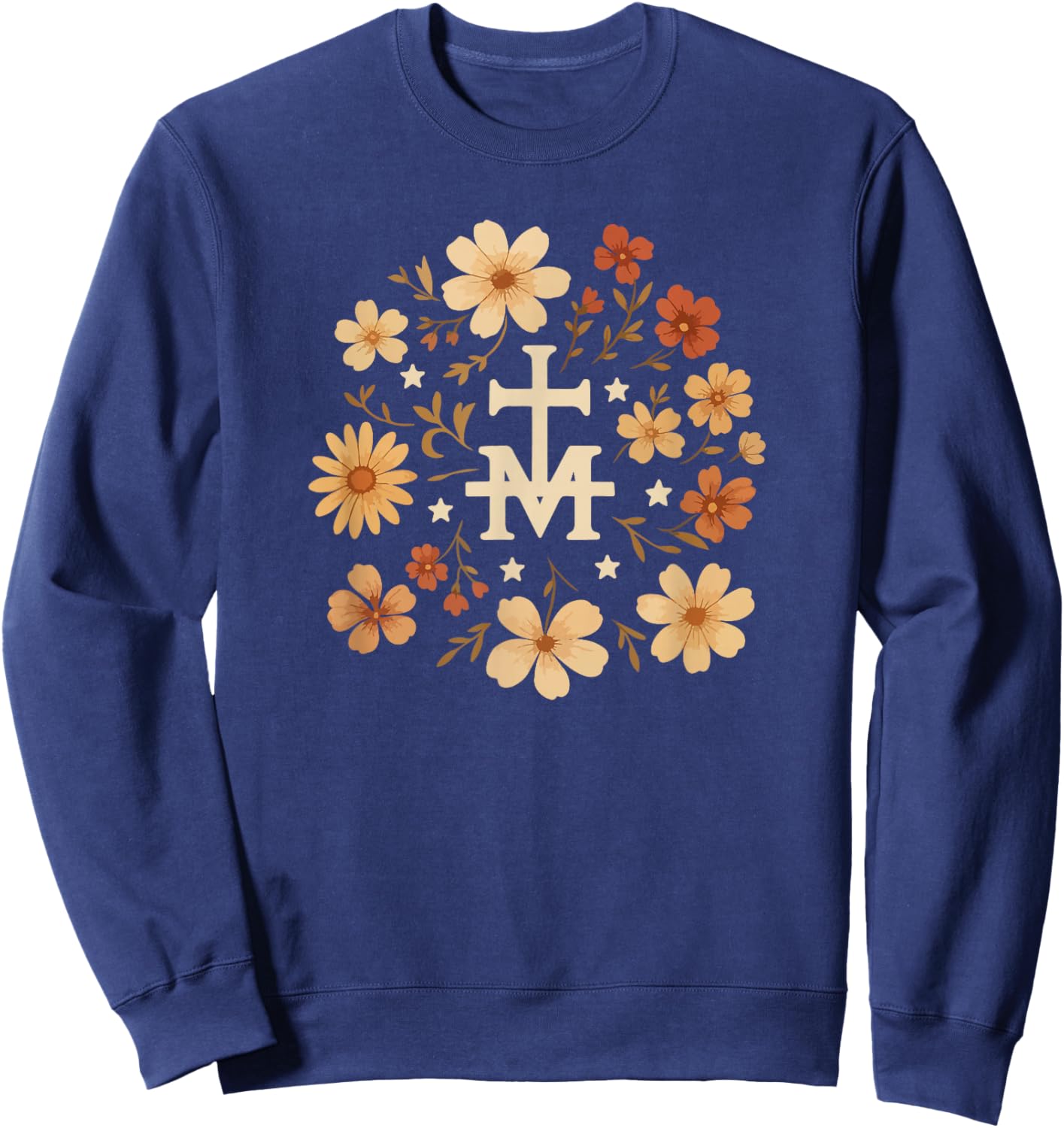 Marian Art Catholic Medal Cute Graphic Sweatshirt - Sweatshirt | Navy