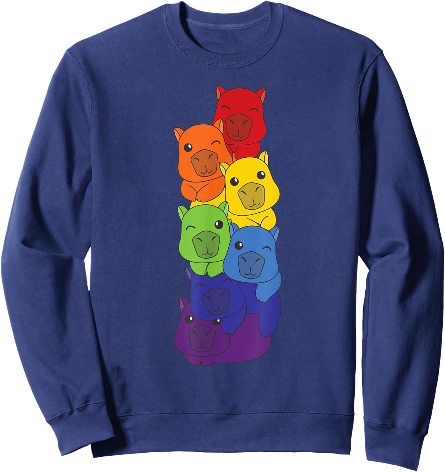 Rainbow Capybaras Cute Animals Colorful Capybara Sweatshirt - Sweatshirt | Navy