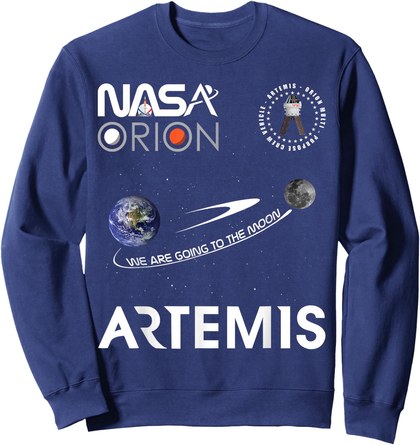NASA Artemis Mission Orion Spacecraft Worm Logo Sweatshirt - Sweatshirt | Navy