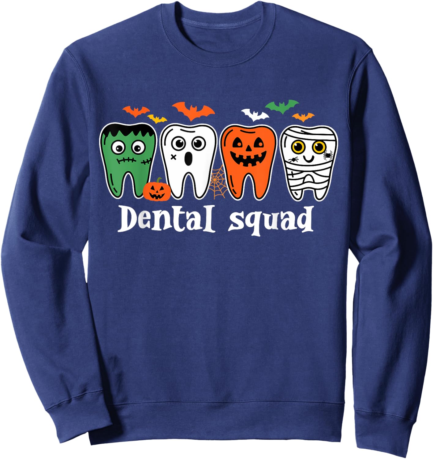 Funny Dental Spooky Squad Costume Denstist Halloween Sweatshirt - Sweatshirt | Navy