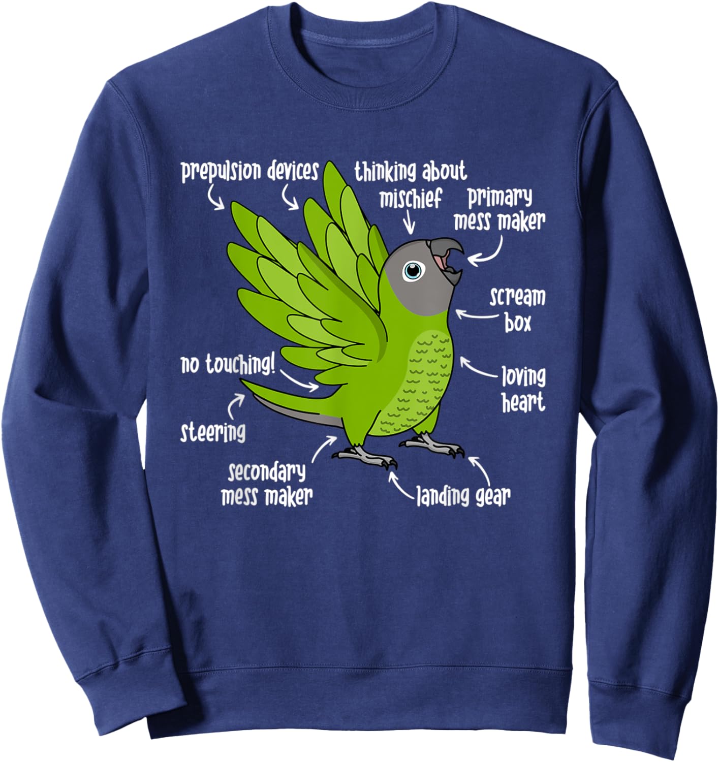 Parrot Anatomy I Dusky-headed Conure Sweatshirt - Sweatshirt | Navy