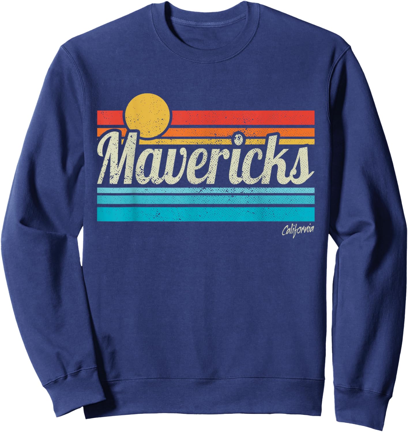 Mavericks California Retro Sunset Surf Trip I Love Surfing Sweatshirt - Sweatshirt | Navy