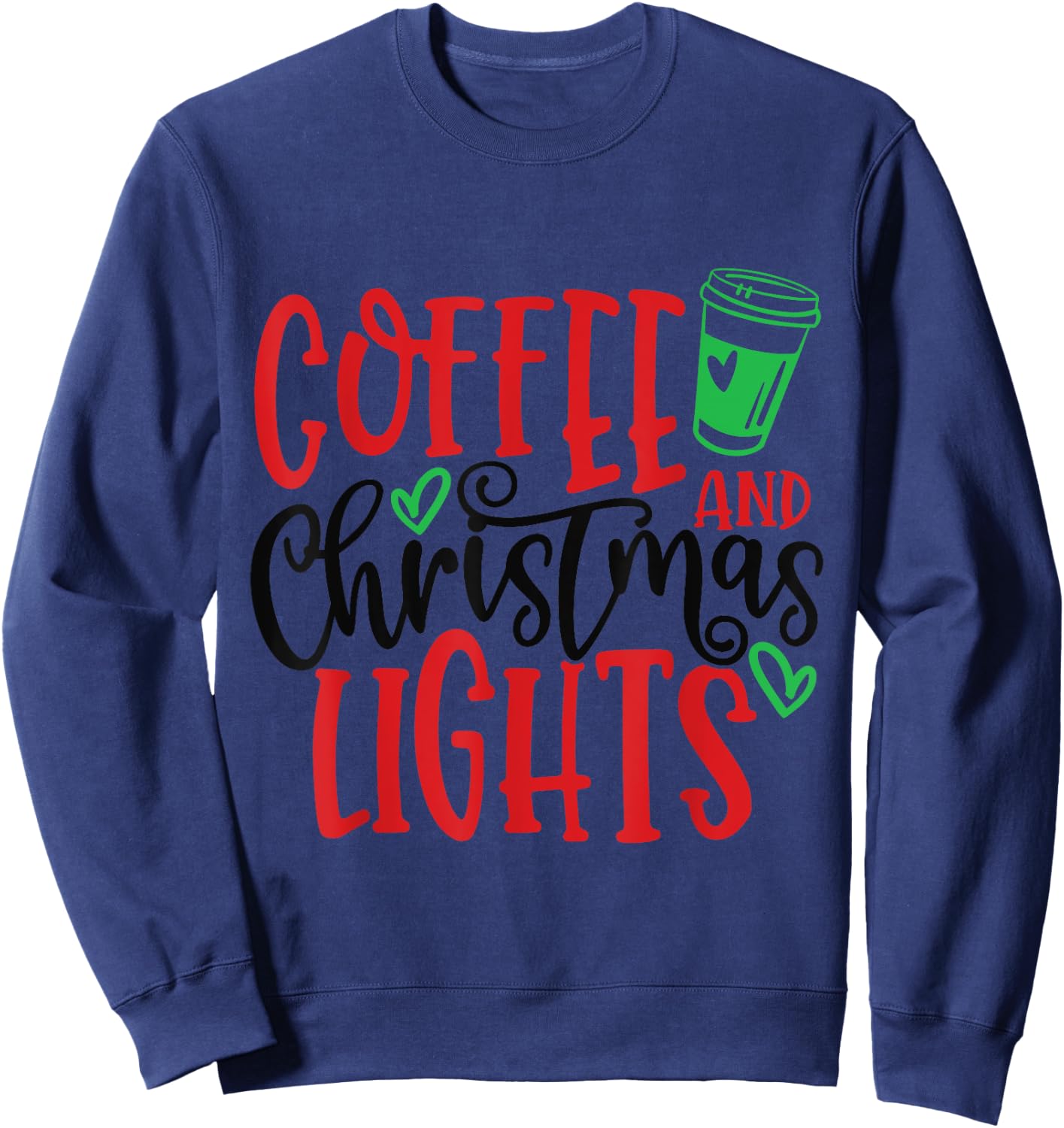 Christmas Squad Family Matching Coffee and Christmas Lights Sweatshirt - Sweatshirt | Navy