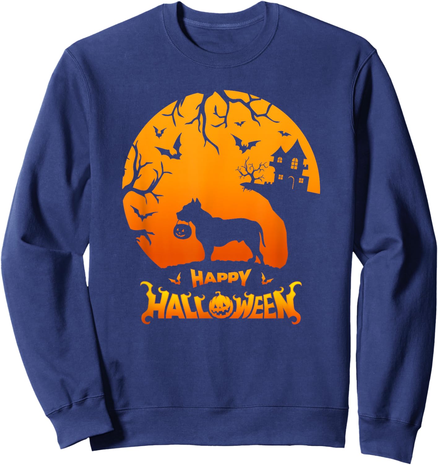 Pitbull Pittie Happy Halloween Costume Dog Boo Dogs Sweatshirt - Sweatshirt | Navy