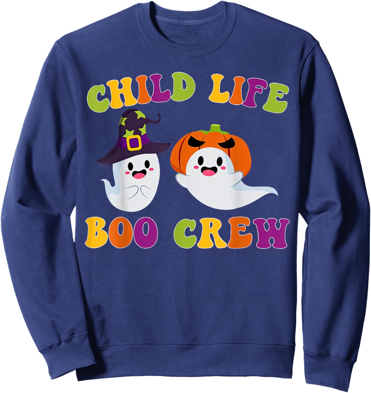 Child Life Boo Crew Ghost Halloween Child Life Specialist Sweatshirt - Sweatshirt | Navy
