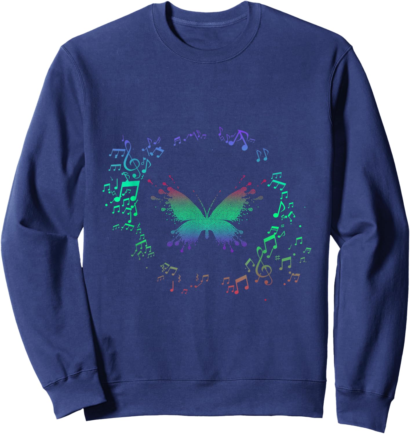 Music Notes Butterfly Sweatshirt - Sweatshirt | Navy