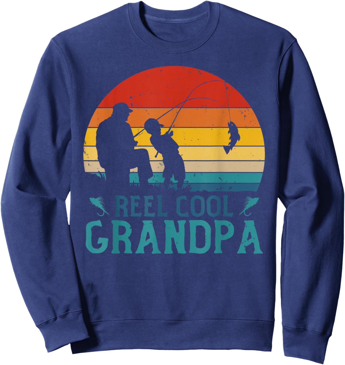 Vintage Fishing Reel Cool Grandpa Fisherman Father's Day Sweatshirt - Sweatshirt | Navy