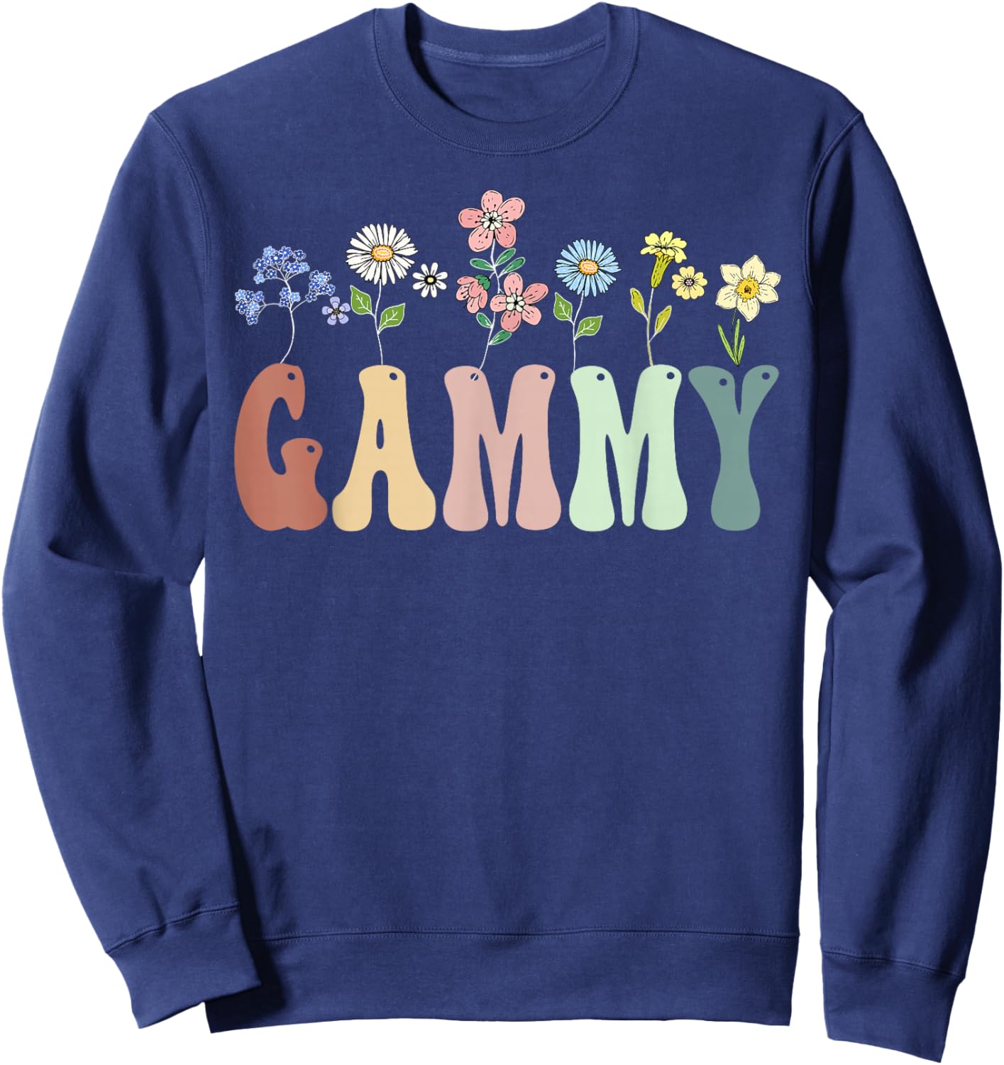 Gammy Gifts Women Wildflower Floral Design Gammy Sweatshirt - Sweatshirt | Navy