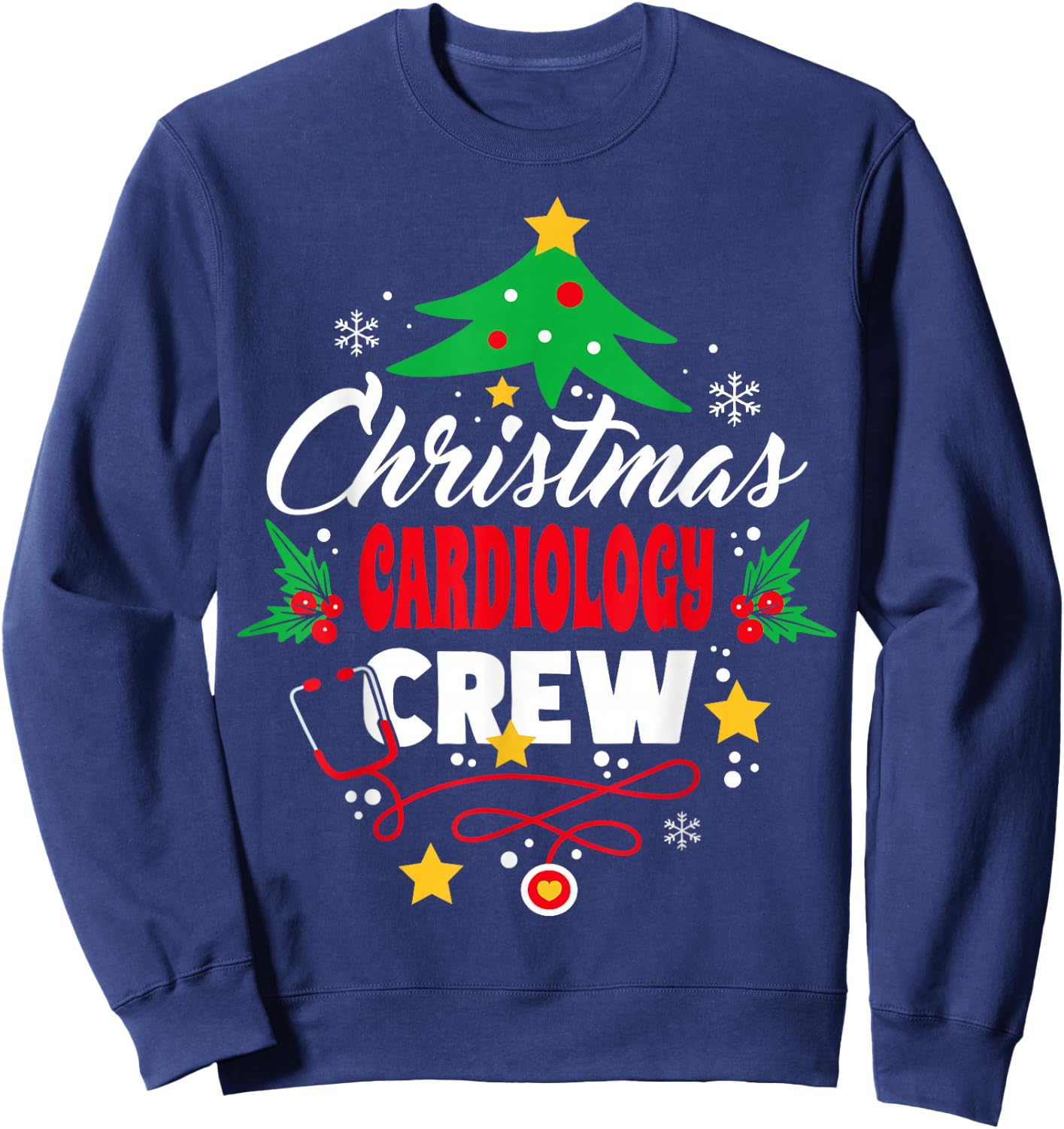 Cardiac Nurse Christmas Tree Cardiology Crew Nurse Sweatshirt - Sweatshirt | Navy
