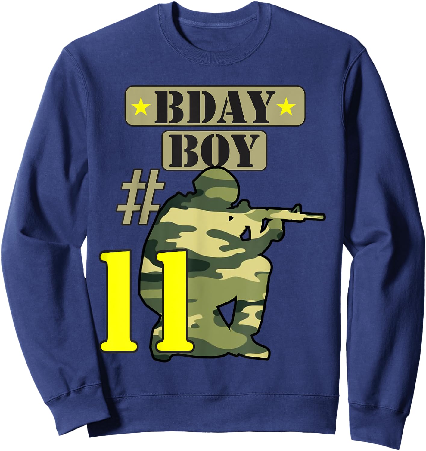 11Th Birthday Boy Camo -Eleven years old -Camouflage Sweatshirt - Sweatshirt | Navy