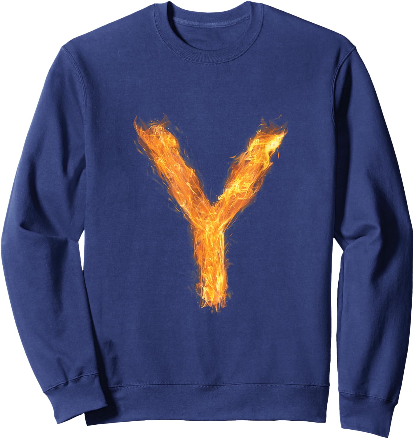 Letter Y Alphabet First Name Consonant Fire Flame Gift Sweatshirt - Sweatshirt | Navy