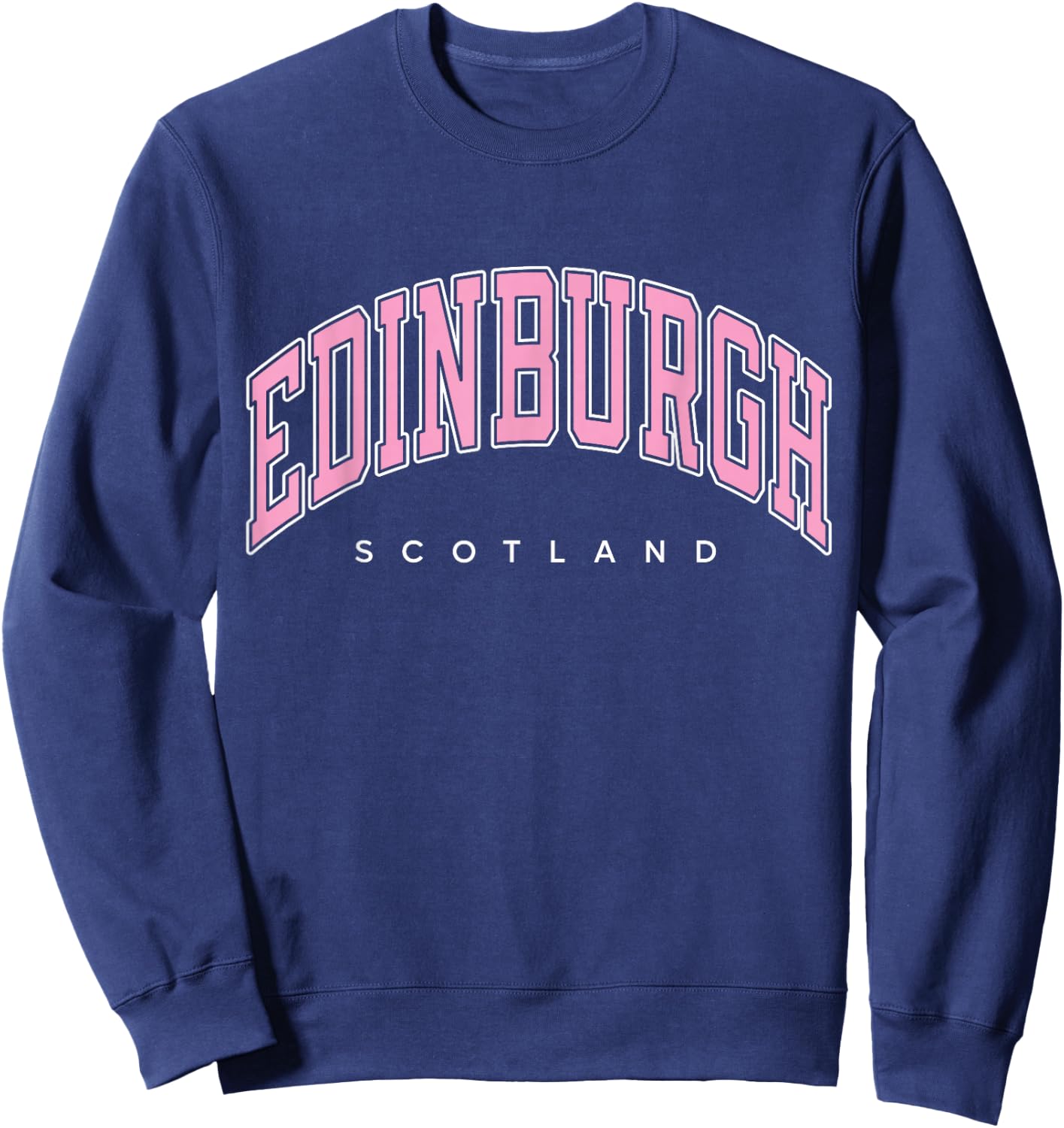 Edinburgh Scotland UK Varsity Style Pink Text Sweatshirt - Sweatshirt | Navy