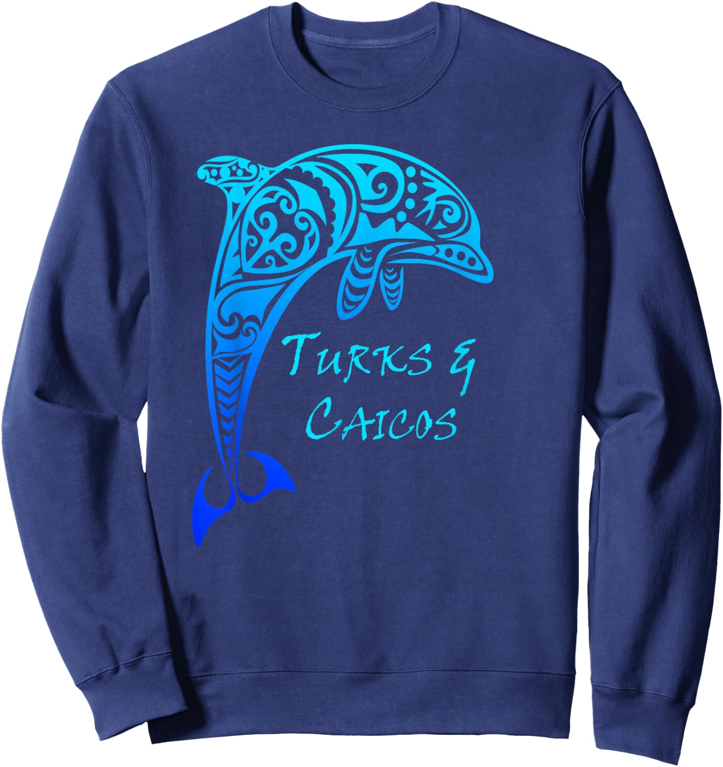 Turks & Caicos Vintage Tribal Dolphin Vacation Sweatshirt - Sweatshirt | Navy