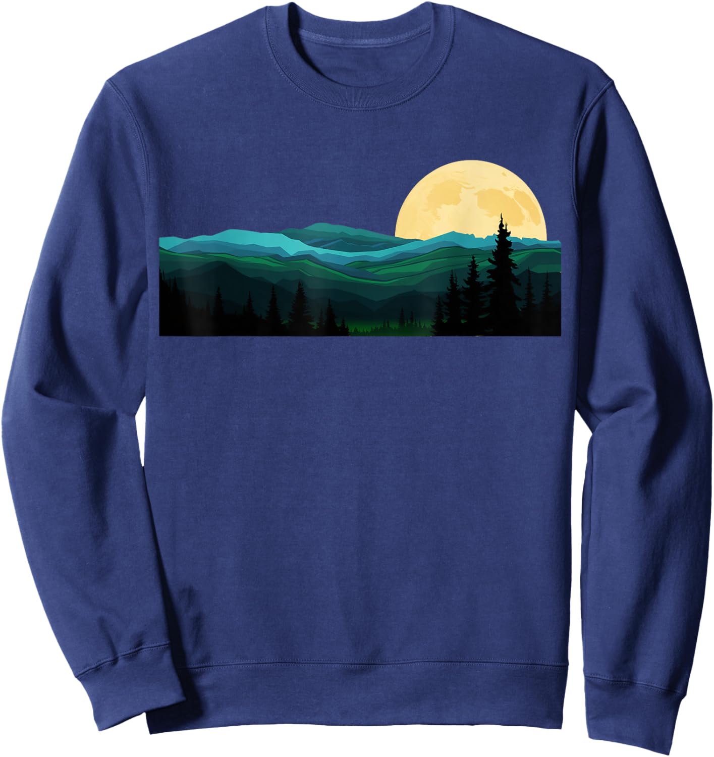 Nature Mountains Adventure Outdoor Wildlife Forest Trees Sweatshirt - Sweatshirt | Navy