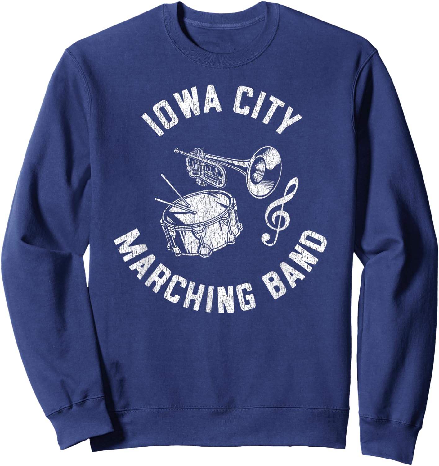 Iowa City Marching Band Vintage Classic Music Distressed Sweatshirt - Sweatshirt | Navy